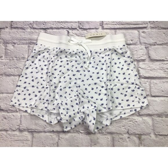 ROWA Womens Drawstring Floral Lounge Shorts White/Blue Size Medium - Picture 1 of 5